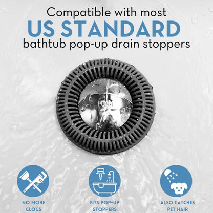 TubRing Pop-Up Drain Protector & Strainer Silicone Hair Catcher, Aqua | Easy snap-in design fits around bathtub stoppers. Customizable utility guard for clog prevention. Fits 1.85"- 2.16" drains.