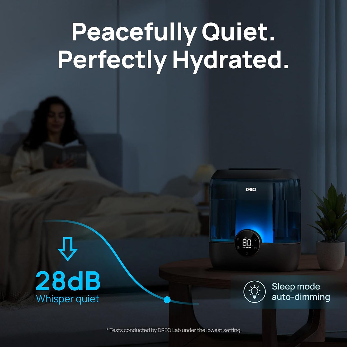 DREO 3L Humidifiers for Bedroom, 30H Runtime, 26 dB Quiet, Black