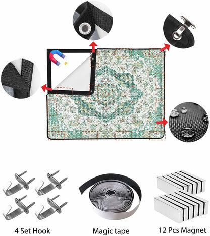 Magnetic Fireplace Cover Grey Medieval Flowers Fireplace Screen Decorative Retro Bohemian Pattern Insulation Fireplace Blocker Save Energy Fireplace Draft Stopper Covers for Living Room 39x32 Inch
