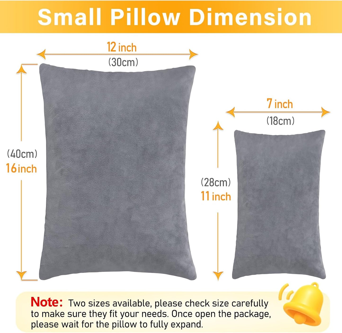 1 MIDDLE ONE 2 Pack Small Pillow, Memory Foam Mini Pillow 11 X 7 Inches for Travel, Sleeping, Nap and Neck, Knee, Lumbar Support, Tiny Cushion for Pet, Dogs (Grey)