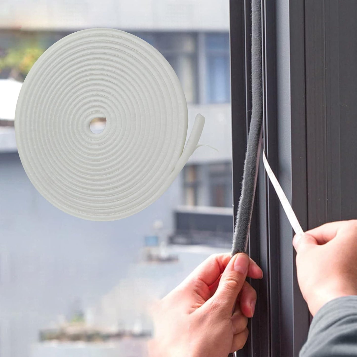 Bruiefpap 39.4FT Weather Stripping for Doors and Windows, Self-Adhesive Soundproofing Door Seal, Door Insulation for Sliding, Exterior, Frames and Front, 0.35'' Wide x 0.35'' Thick, Grey