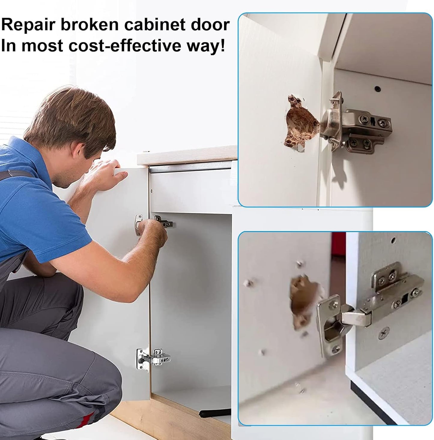 12-Pack Stainless Steel Cabinet Hinge Repair Kit - Door Hinge Repair Plate With Mounting Screws