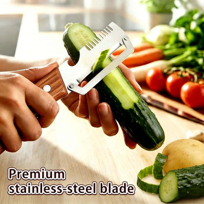 Premium Vegetable Peeler with Wooden Handle and Bottle Opener, Multi-Functional Vegetable Peeler for Fruit Pumpkin Peeling Potato and other vegetables or fruits (1pcs)