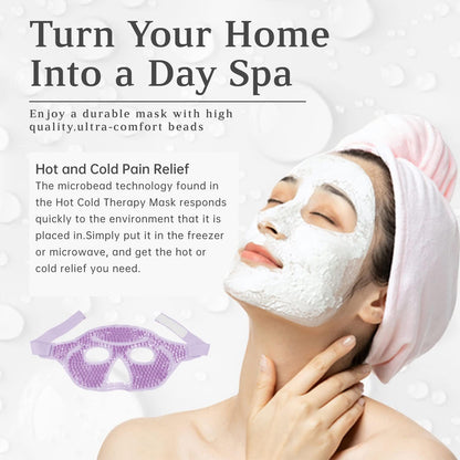 Ice Face Eye Mask for Woman Man,Hot or Cold Gel Bead Face Ice Mask Reusable,Cooling Freezer Eye Mask for Puffy Eyes, Redness, Headaches, Stress