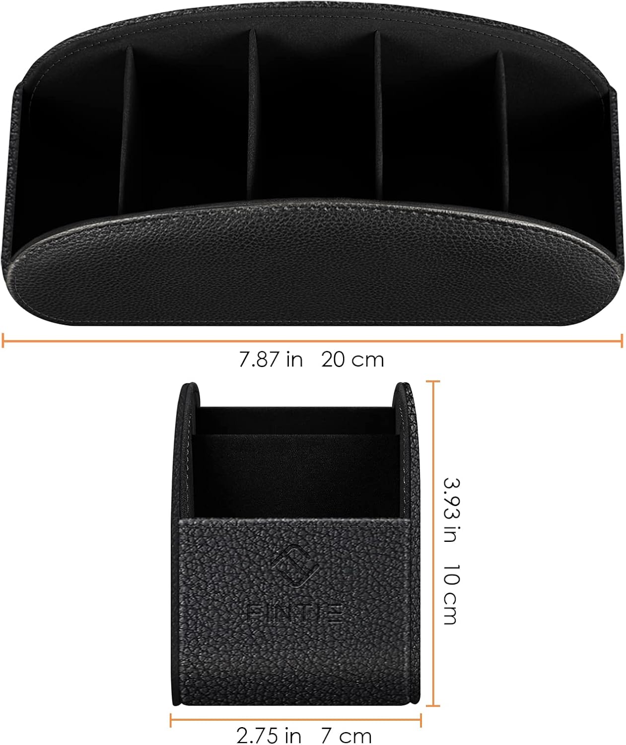 FINTIE Remote Control Holder with 6 Compartments Vegan Leather | TV Remoter Caddy Desktop Makeup Brush Holder Storage, Fits TV Remotes, Media Controllers, Office Supplies, Black
