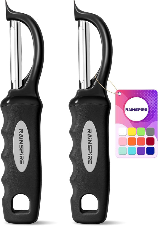 Rainspire Vegetable Peeler Potato Peelers for Kitchen, Sharp Stainless Steel Blades Veggie, Comfortable Handle Fruit Peeler, Carrot Peeler Apple Peeler Dishwasher Safe Black, 1-Pack