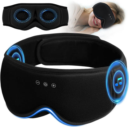 Bamboo Cotton Sleep Mask with Bluetooth Headphones, 100% Blackout, Grey