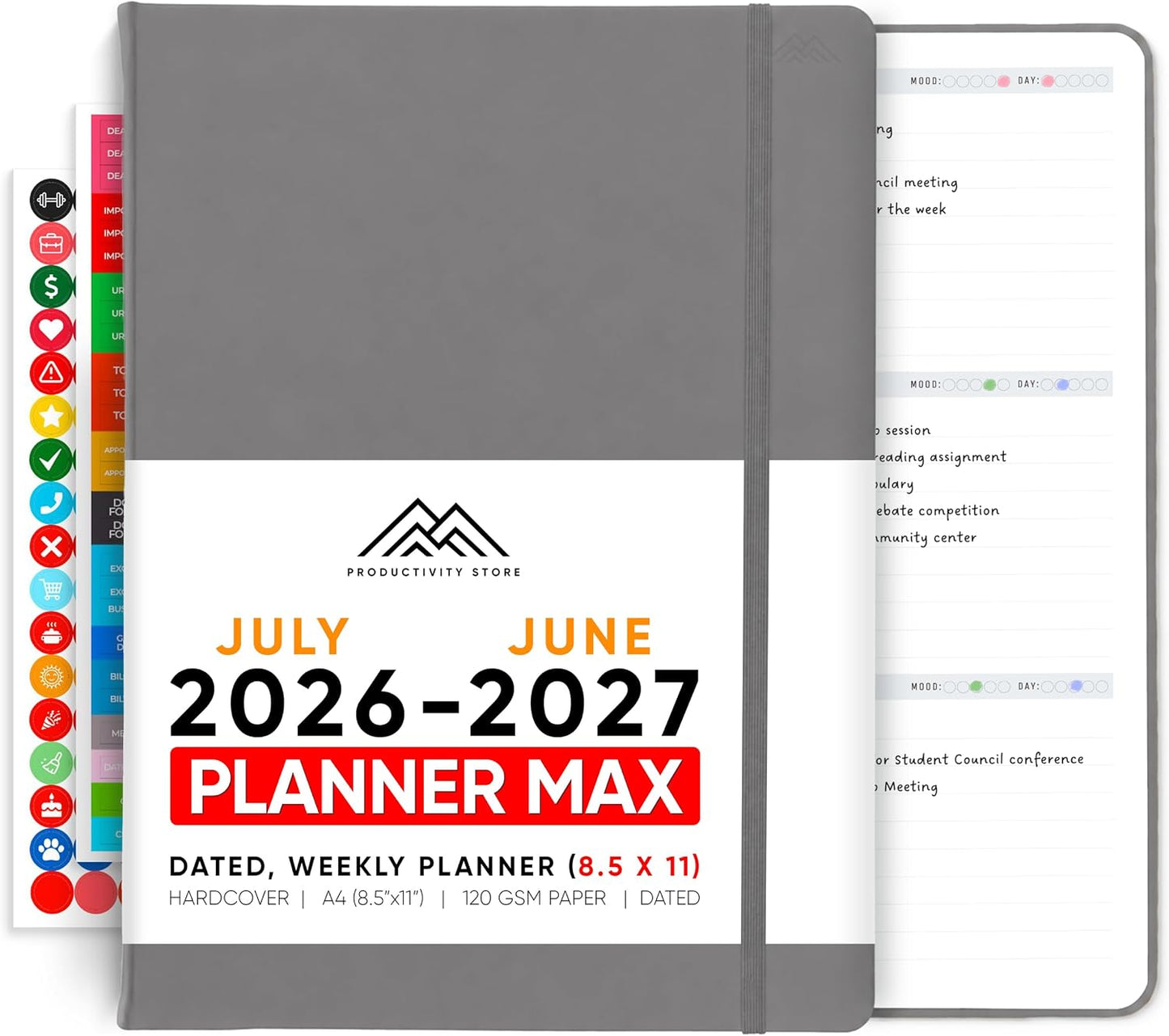 Dated, 2026 Planner, 5.8” x 8.3” - The #1 Productivity Planner to Achieve Your 2026 Goals - Planner 2026-2027 by PRODUCTIVITY STORE (A5, GREY)