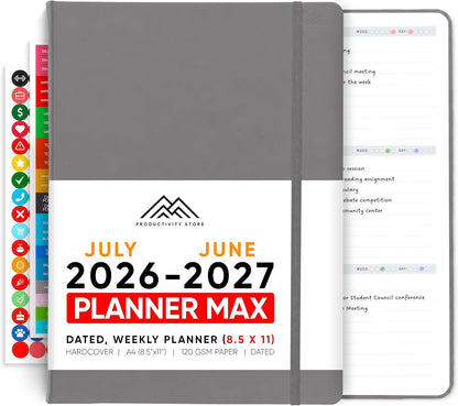 Dated, 2026 Planner, 5.8” x 8.3” - The #1 Productivity Planner to Achieve Your 2026 Goals - Planner 2026-2027 by PRODUCTIVITY STORE (A5, GREY)