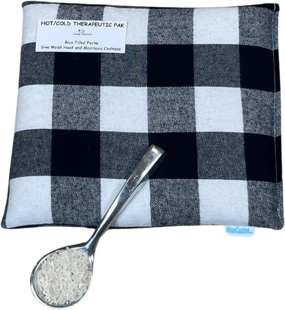 HOME COMFORT Black Plaid Regular Therapeutic Microwavable Heating & Cooling Pad – Natural Rice Pack (10x7 inches)