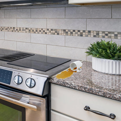 Stove Cover, Stove Guard, Stainless Steel Stove Gap Covers, Heat Resistant & Easy to Clean Stove Counter Gap Cover, Kitchen Stove Counter Gap Cover Eliminates Gap Between Counter & Appliances (2 pcs)