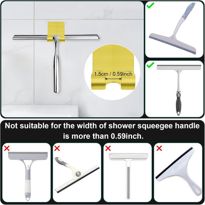 CGBE Shower Holders for Razors, 2 Pack Squeegee Holder and 2 Pack Razor Holder, Razors Holder for Shower Heavy Duty Waterproof Hook for Squeegee Loofah - Black