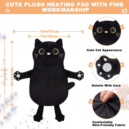 Microwave Heating Pad for Period Cramps Pain Relief, 16"×12", Grey Cat