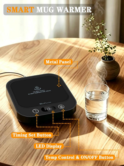 Coffee Mug Warmer for Desk, 40W Fast Heating Cup Warmer | Smart Candle Warmer | 4 Temp Control | 2-8Hrs Auto Shut Off | Ideal Electric Beverage Warmer Gift for Tea, Milk, Hot Drinks