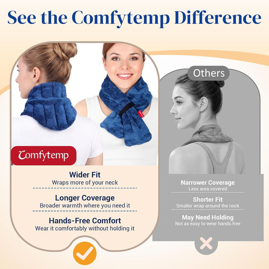 Comfytemp Microwavable Moist Heating Pad for Neck Pain Relief, 33" x 4" | FSA Eligible HSA, Moist Heat Neck Wrap, Weighted Hot Compress for Muscle Tension, Stiffness and Soreness, Women, Men, Seniors