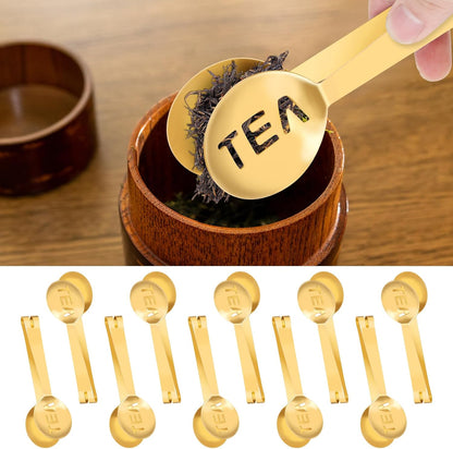 10Pcs Tea Bag Squeezer Tongs, Gold Tea Spoon for Loose Tea, Strainer Tongs Holder Round Tea Bag Clamp, Tea Filter Spoon Clamp Tea Strainer for Gripping Loosing Leaf,Ice cubeand Lemon Slice