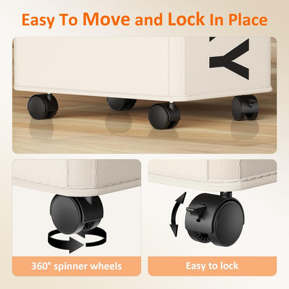 Optish Laundry Basket with Wheels, 90L Rolling Laundry Hamper with Wheels, Large Clothes Hamper on Wheel with Removable Mesh Bag for Bedroom, Dorm Room Essentials, Black