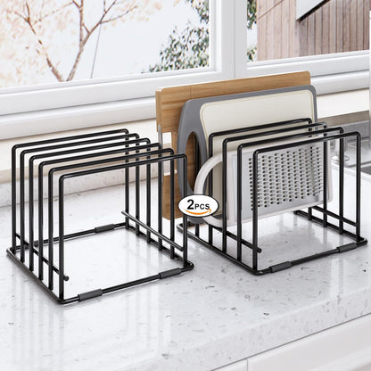 2-pack 5-slot baking storage scratch-resistant cookie tray organizer with anti-slip frame for kitchen cabinet - portable and dust-resistant