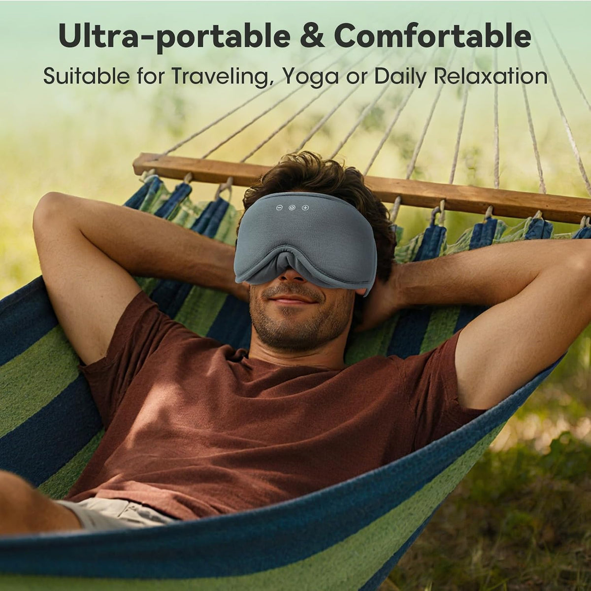 Bamboo Cotton Sleep Mask with Bluetooth Headphones, 100% Blackout, Grey