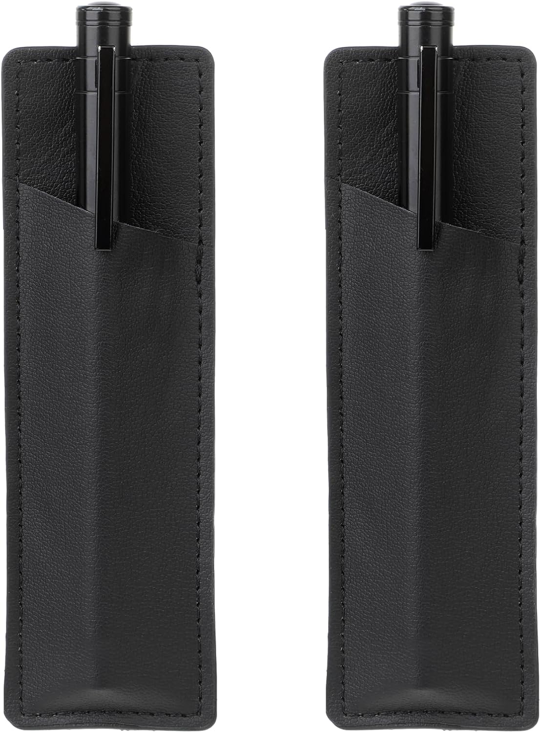 Giantree 2 Pcs Leather Magnetic Pen Holder, PU Leather Magnet Pen Pouch for Fridge or Other Metal Surfaces Pencil Holder Black