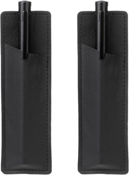 Giantree 2 Pcs Leather Magnetic Pen Holder, PU Leather Magnet Pen Pouch for Fridge or Other Metal Surfaces Pencil Holder Black