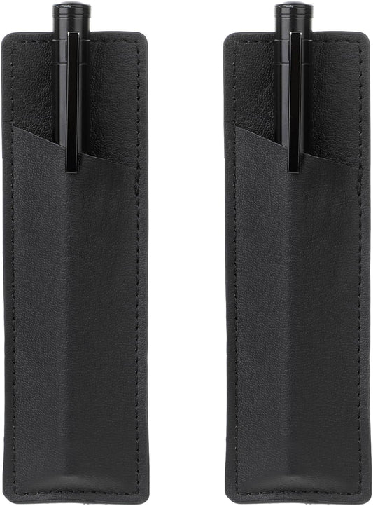 Giantree 2 Pcs Leather Magnetic Pen Holder, PU Leather Magnet Pen Pouch for Fridge or Other Metal Surfaces Pencil Holder Black