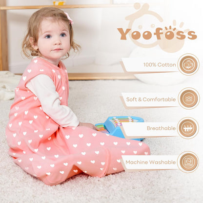Yoofoss Baby Sleep Sack 0-6 Months Wearable Blanket for Babies 100% Organic Cotton 2-Way Zipper TOG 0.5 Toddler Sleeping Sack 3 Pack, Sleep Sacks