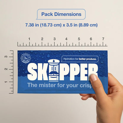 Skipper Fridge Hydration Pack | Keeps Vegetables & Herbs Fresh 3X Longer | Releases purified water vapor & uses only all-natural ingredients. Compact and easy-to-use crisper drawer pack