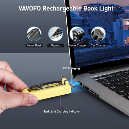 VAVOFO USB Rechargeable Bookmark Reading Light, Blue Light Blocking Amber LEDs for Bedtime Reading - Clip On, 9 Lighting Modes