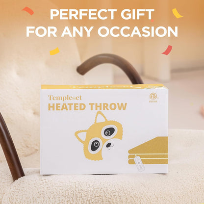 Templewet Heated Blanket Throw 50" x 60",Cute Electric Blanket,Racoon | Timer Settings,Auto Off,Soft Sherpa Heated Throw Blanket,Machine Washable,Fast Heating for Sofa Bed Office Use,Gifts for Mom