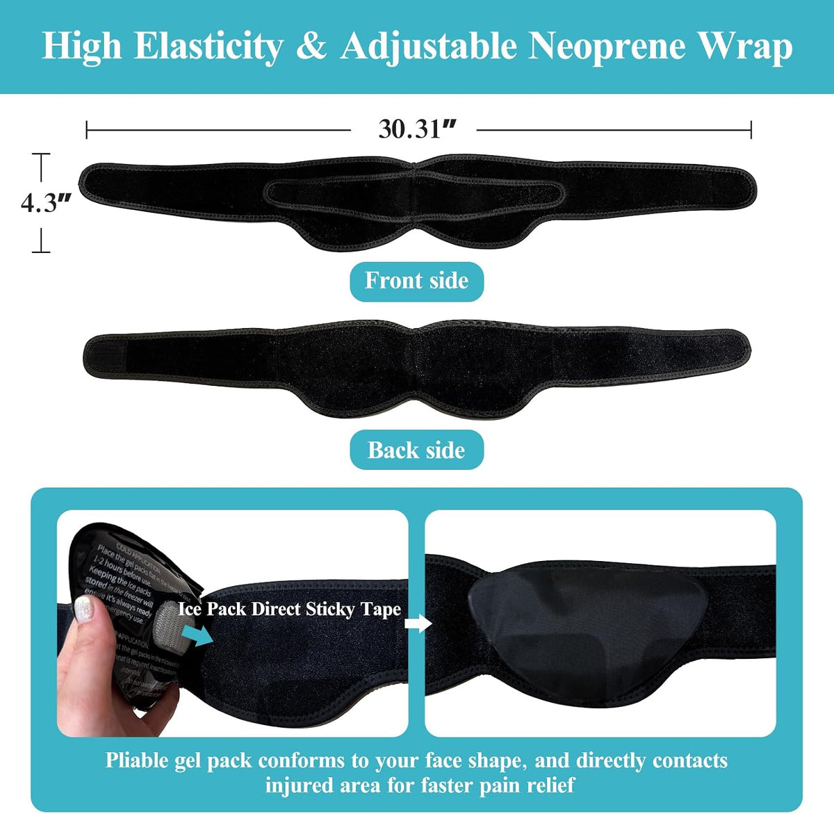 Wisdom Teeth Ice Pack Head Wrap with Dual Compression Straps