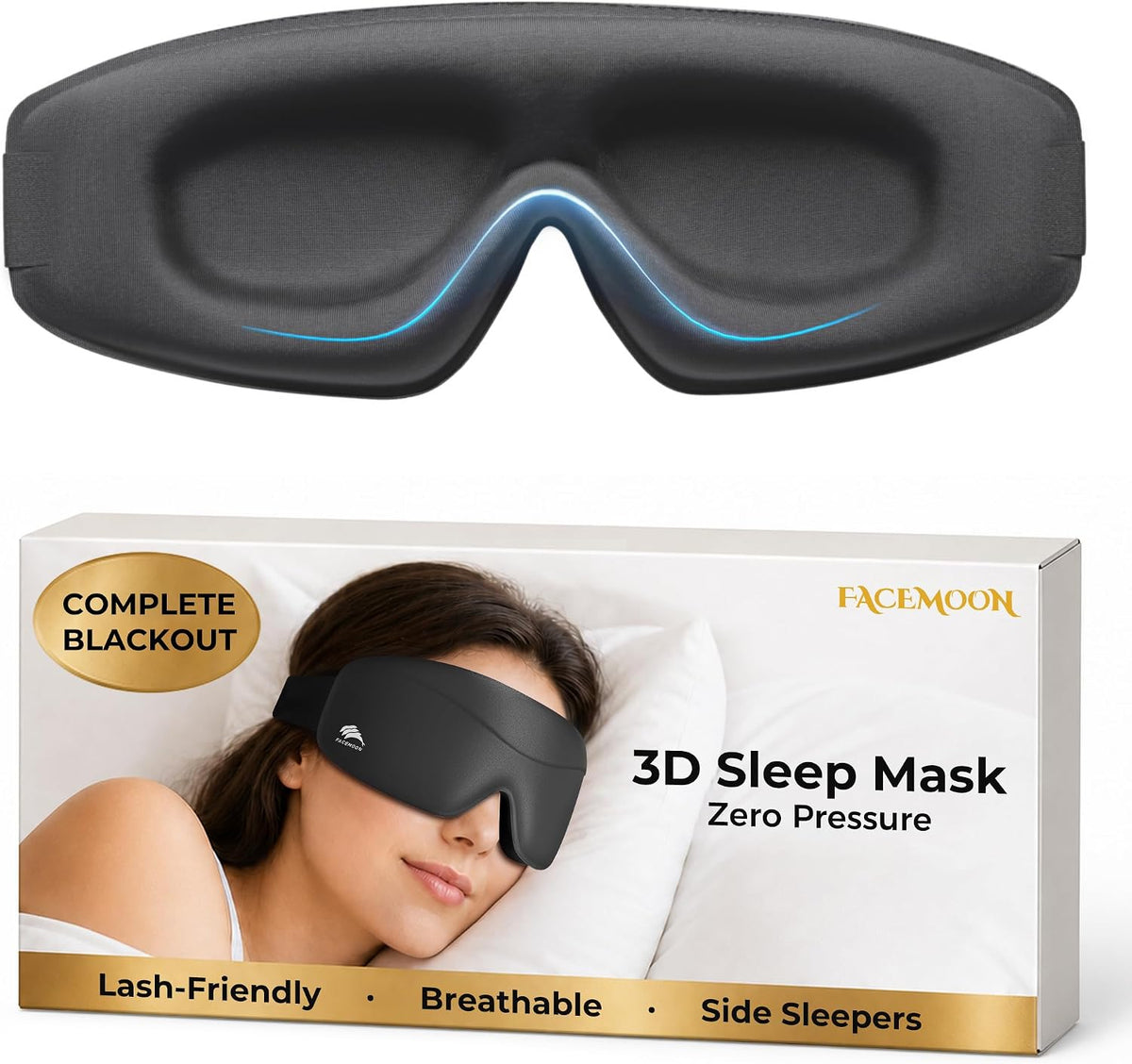 Sleep Mask for Women Men: 100% Blackout 3D Eye Mask for Sleeping, Sleeping Mask for Side Sleepers, Zero Pressure Memory Foam Eyelash Friendly Breathable Eye Cover, Airplane Travel Essentials-Pink