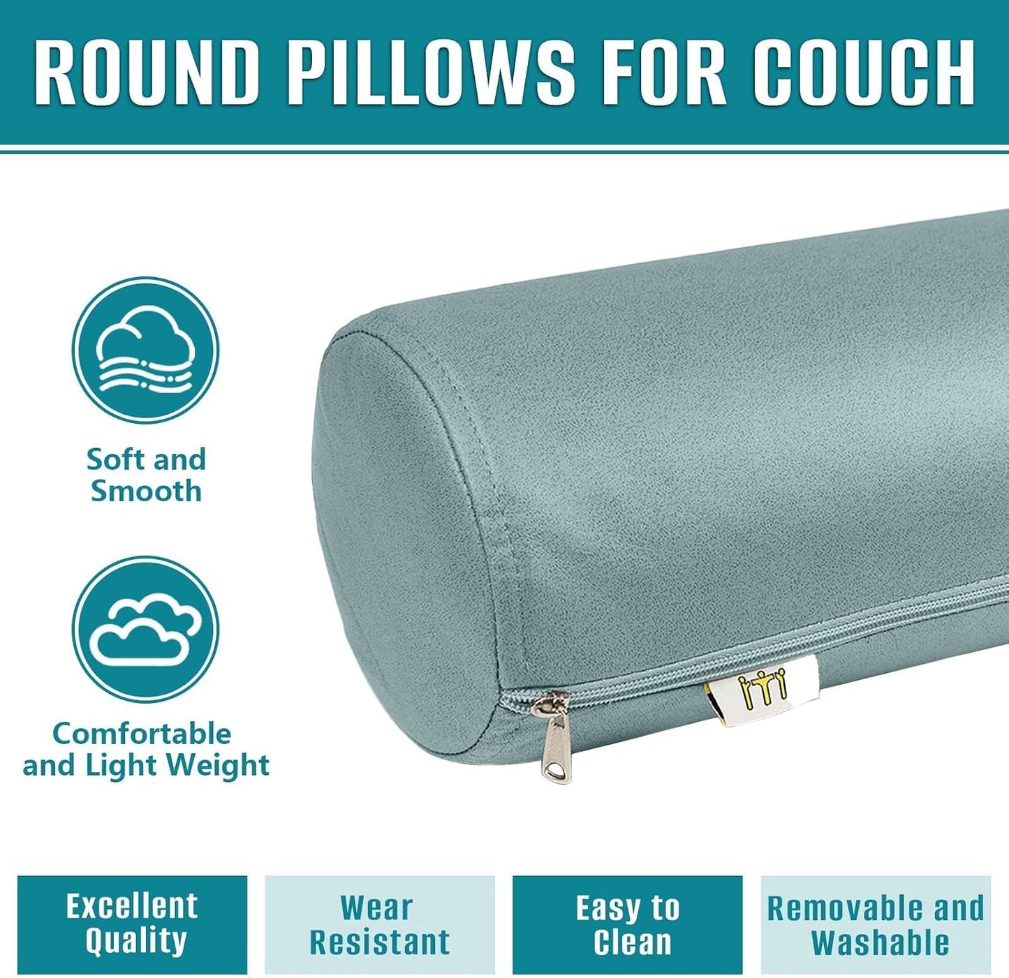 2 Pack Neck Roll Pillow, High-Density Foam Cylinder Bolster Pillow for Neck, Back & Lumbar Support, Ergonomic Round Pillow for Side Sleepers, Sleeping, Removable Washable Cover (7.9''x23.6'' Orange)