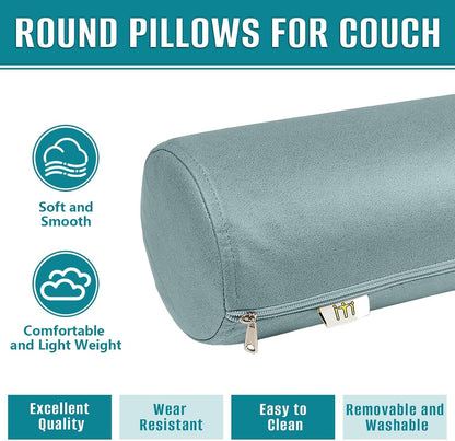 2 Pack Neck Roll Pillow, High-Density Foam Cylinder Bolster Pillow for Neck, Back & Lumbar Support, Ergonomic Round Pillow for Side Sleepers, Sleeping, Removable Washable Cover (7.9''x23.6'' Orange)