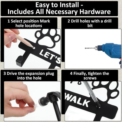 5-Hooks Dog Leash Holder for Wall,Key Holders Key Holder Leash Hooks | Metal, Wall Mounted, with Screws, Dog Accessory Holders, Pet Leashes Organizer, for Collars, Entryway, Hallway, Kitchen Decor