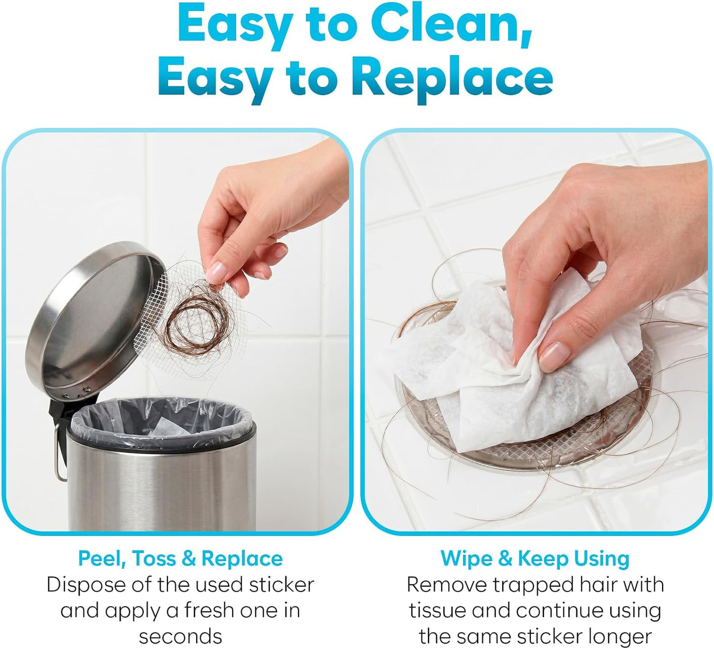 Disposable Shower Drain Hair Catcher, 35 Pack - Self-Adhesive Mesh Drain Cover Stickers for Bathroom Tub & Shower - Anti-Clog Hair Trap Filter - Easy to Peel & Toss