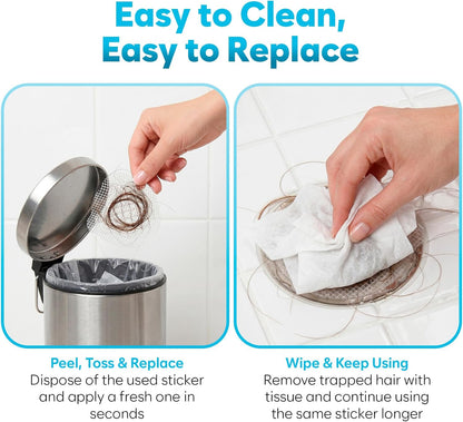 Disposable Shower Drain Hair Catcher, 35 Pack - Self-Adhesive Mesh Drain Cover Stickers for Bathroom Tub & Shower - Anti-Clog Hair Trap Filter - Easy to Peel & Toss