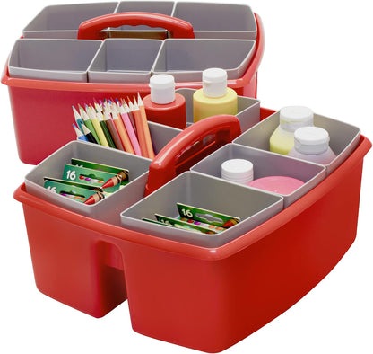 Storex 2-Compartment Large Cleaning Caddy – Multipurpose Supply Organizer with Handle - Black, 1-Pack (00973A06C)