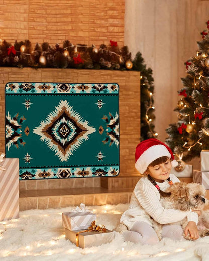 Western Aztec Magnetic Fireplace Cover Decorative Indoor For Brick Fireplace, Rustic Tribal Southwestern Boho Ethnic Insulation Fireplace Blocker Blanket Draft Stop Hot Heat Save Energy, 36"Wx27"H
