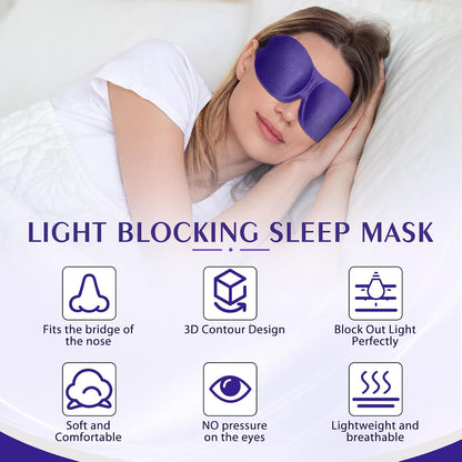 Bonuci 20 Pack Sleep Mask Blackout 3D Eye Mask for Ultralight Sleeping Night Blindfold Eye Covers with Adjustable Strap for Men Women Travel Gift Back and Side Sleeper (Dark Purple)