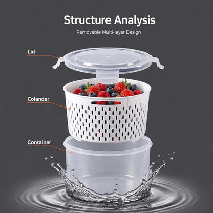 3 Piece Fruit & Berry Storage Boxes with Lid for Refrigerator, Round Berry Containers for Blueberries, Strawberries & Fruits, Food Storage Containers for Fresh Keeping