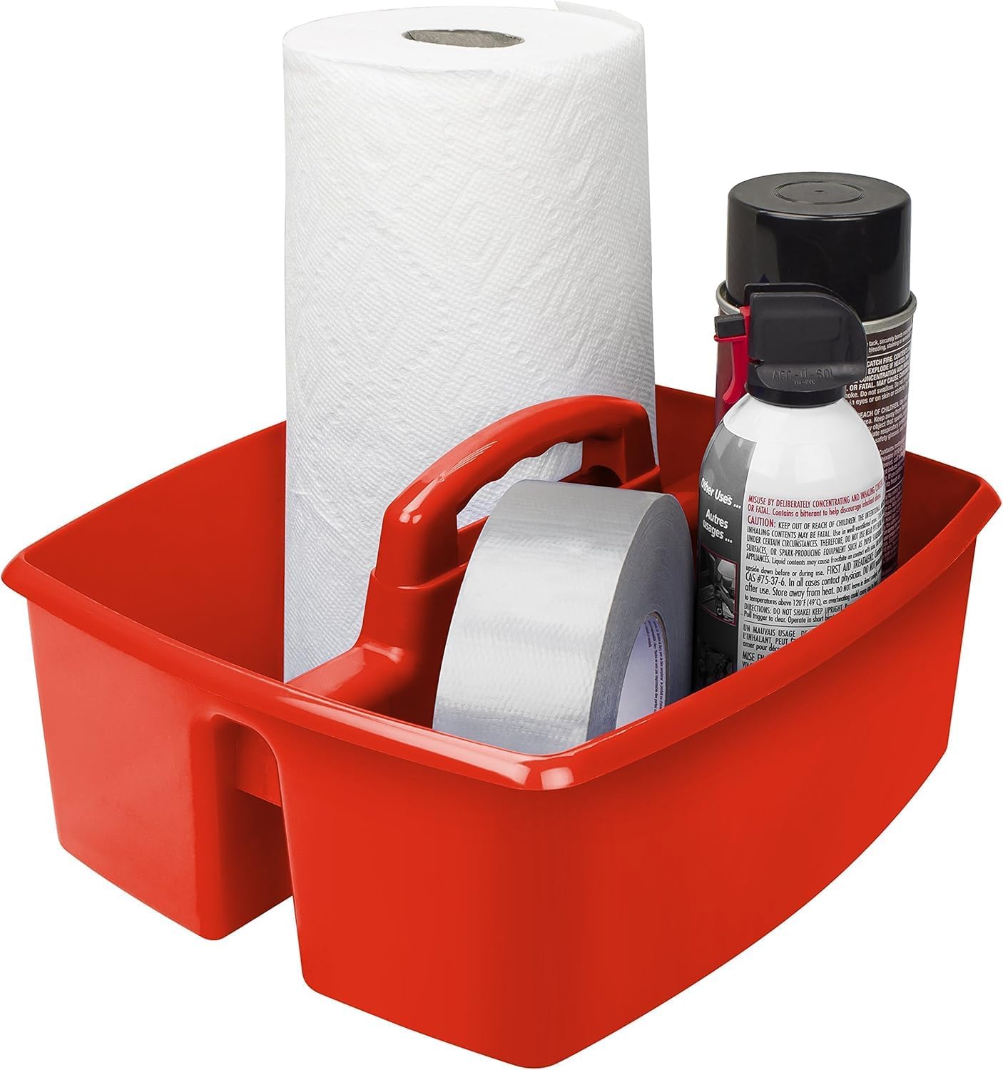 Storex 2-Compartment Large Cleaning Caddy – Multipurpose Supply Organizer with Handle - Black, 1-Pack (00973A06C)