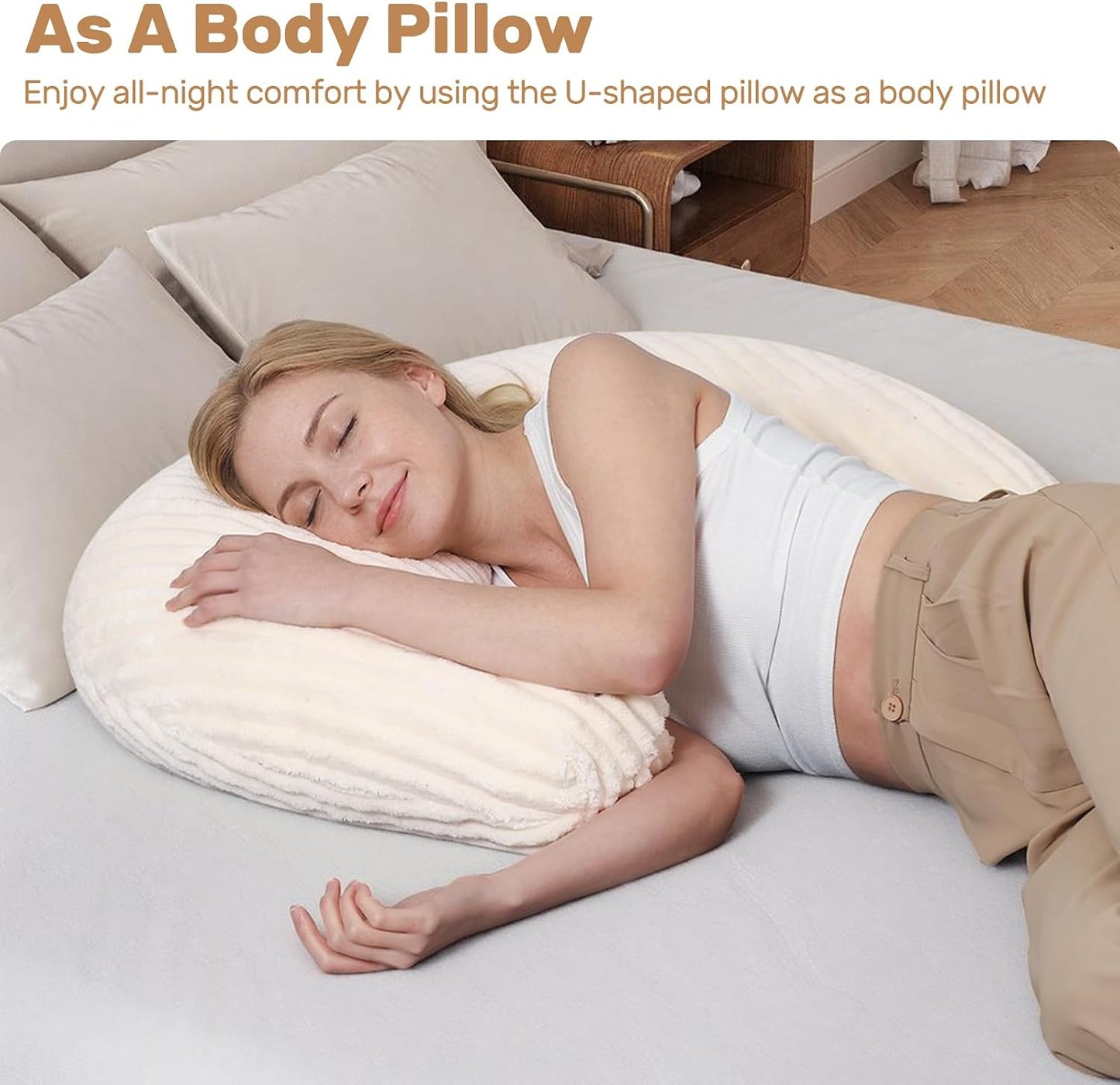 Reading Pillow for Bed, Backrest Pillow with Arms for Adult | Bed Pillow for Sitting Up, Back Support Pillows for Sleeping, Reading and Gaming with Shredded Memory Foam, Gray