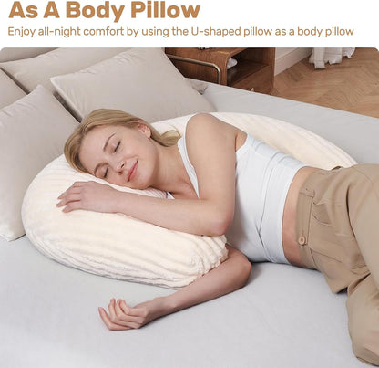 Reading Pillow for Bed, Backrest Pillow with Arms for Adult | Bed Pillow for Sitting Up, Back Support Pillows for Sleeping, Reading and Gaming with Shredded Memory Foam, Gray