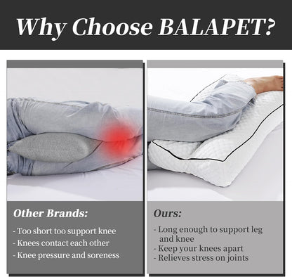 BALAPET Shredded Memory Foam Knee Pillow for Side Sleepers, Pillow Between Legs for Aligns Spine, Supportive Leg Pillow for Pregnancy Relieves Pressure Hip Leg Elevation, 6.5" Height