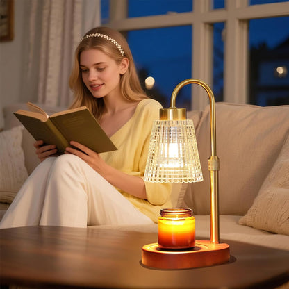 Candle Warmer Lamp with Timer and Dimmer,Electric Gold Light Gifts for Women Melt Wax Warmer Lamp with 2 Bulbs for Candle Jars House Warming New Home Decor Bedroom