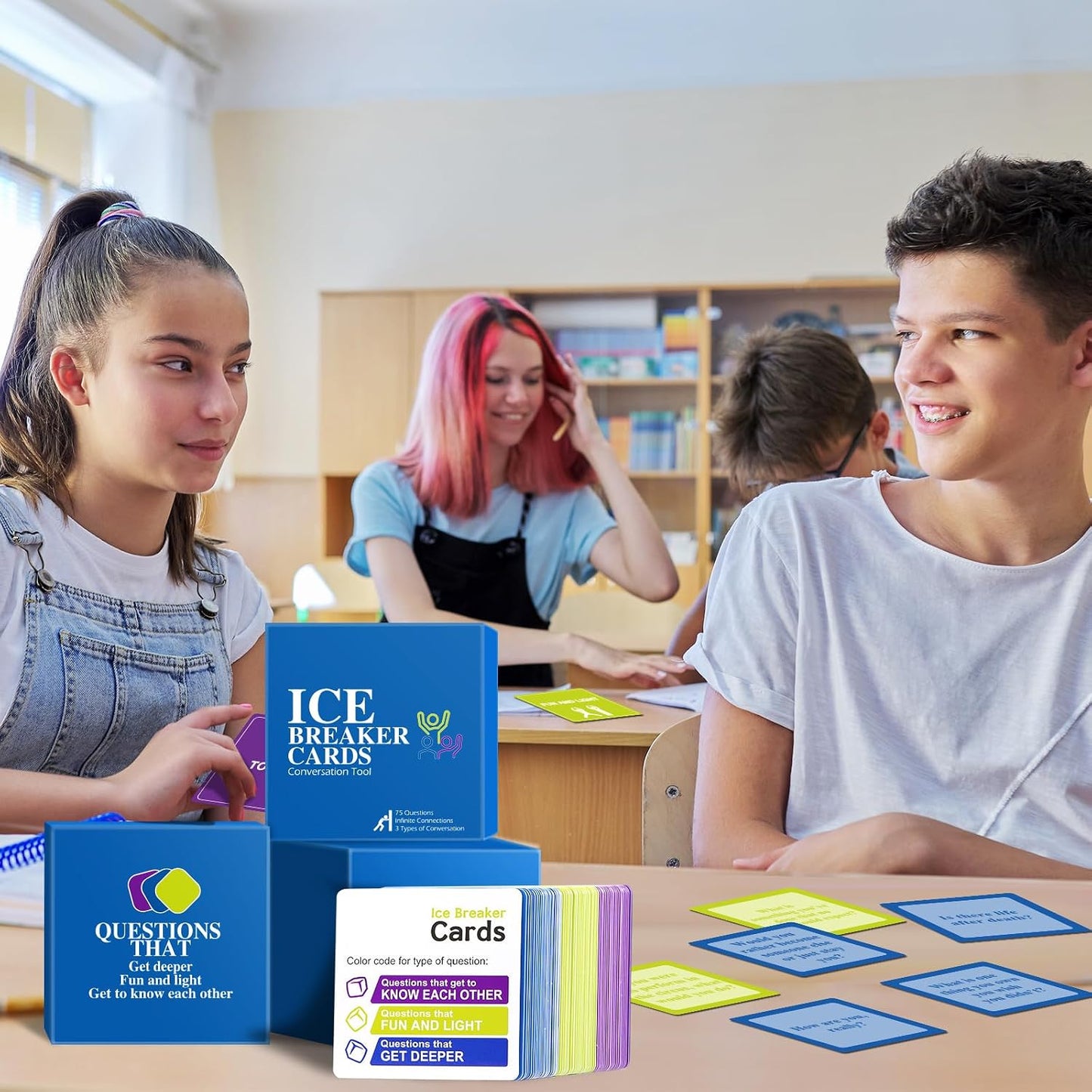 chiazllta 87 Conversation & Connection Cards, Icebreaker Team Building Games for Meetings Work, Trust Activities at Workplace Adults Employee