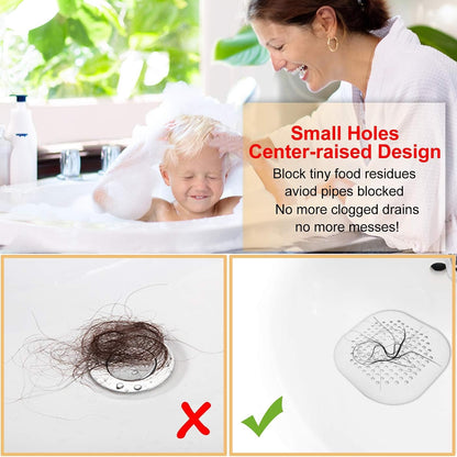 Bovinde Hair Drain Catcher,Square Cover for Shower 2 Pack (Black) | Drainer Cover Silicone Hair Stopper with Suction Cups,Protector Accessories,Easy to Install Suit for Bathroom,Bathtub,Sink