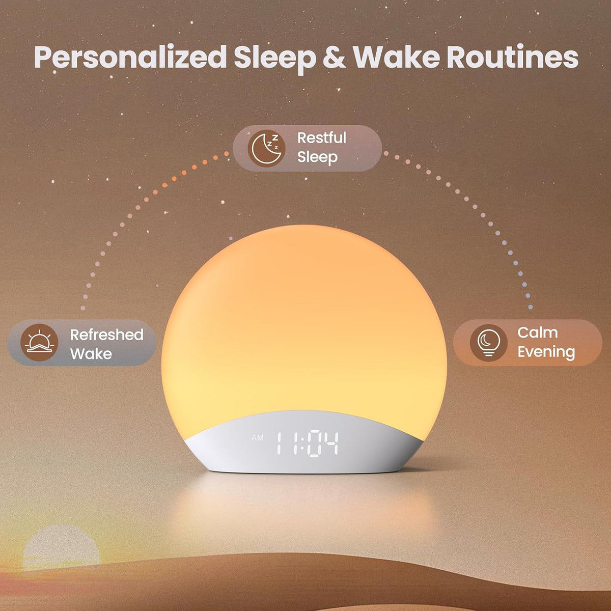 REACHER Smart Sunrise Alarm Clock with App Control and White Noise Machine