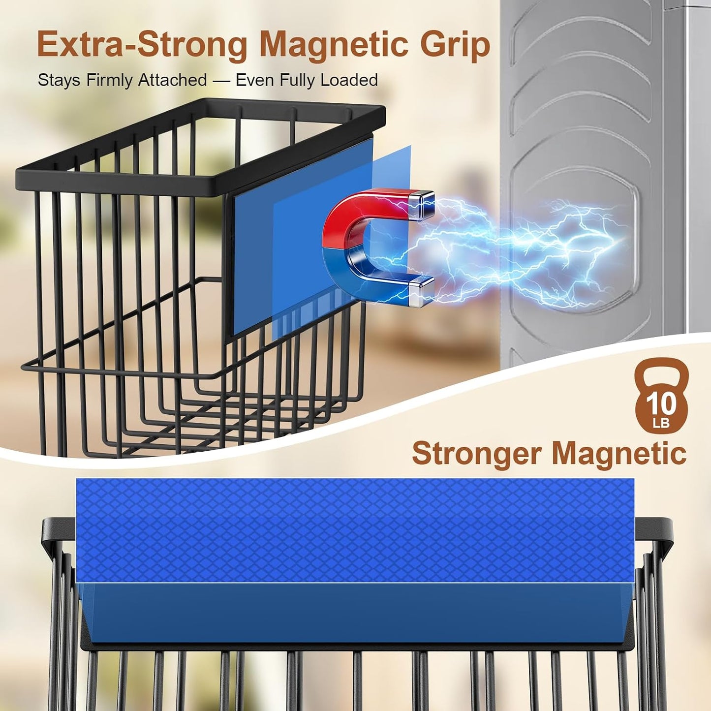 FAMNONE 1-Pack Magnetic Basket for Dryer Balls, Laundry Room Organizer | Metal Dryer Ball Holder, Magnetic Lint Bin, Fridge Basket, Washer Dryer Organizer for Kitchen, Laundry